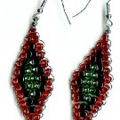 Red, Black and Green Diamond Earrings