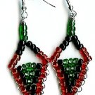 Red, Black and Green Triangle Earrings