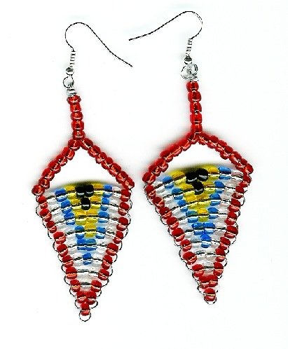 Red, Black , Blue, Yellow and White Earrings
