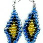 Blue, Black and Yellow Diamond Earrings