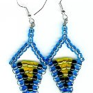Blue, Black and Yellow Triangle Earrings