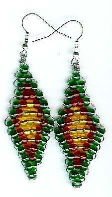Green, Red and Yellow Diamond Earrings