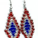 Red, White and Blue Diamond Earrings