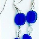 Handmade blue heart and crystal earrings