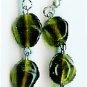 Handmade dark green glass dangle earrings earrings