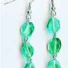 Handmade teal glass dangle earrings