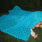 Boy's Bright Blue Blanket, Crocheted.