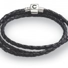 Authentic Chamilia Ebony Braided Leather Wrap Bracelet 1212-0001
