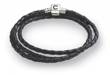 Authentic Chamilia Ebony Braided Leather Wrap Bracelet 1212-0001