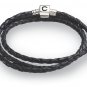 Authentic Chamilia Ebony Braided Leather Wrap Bracelet 1212-0001