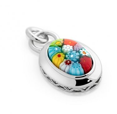 AUTHENTIC MURANO MILLEFIORI MULTI COLOR OVAL PENDANT 8MP518 BY ALAN K