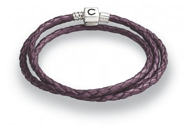 Authentic Chamilia Plum Braided Leather Wrap Bracelet 1212-0003