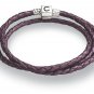 Authentic Chamilia Plum Braided Leather Wrap Bracelet 1212-0003