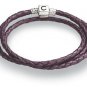 Authentic Chamilia Plum Braided Leather Wrap Bracelet 1212-0003