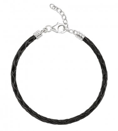 Authentic Chamilia Ebony Braided Leather Bracelet  Adjustable 1030-0109