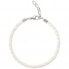 Authentic Chamilia White Metallic Braided Leather Bracelet  Adjustable 1030-0110