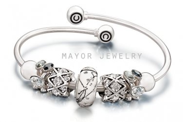 Authentic Chamilia Silver Bangle Bracelet with Charm Gift Set