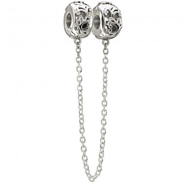 Authentic Chamilia Lock With Safety Chain - Filigree Charm Bead 1420-0252