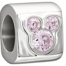 Authentic Chamilia Disney Gem Mickey  Pink CZ Charm Bead DIS-500D