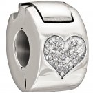 Authentic Chamilia Jeweled Heart Lock - Crystal Charm Bead 1430-0008 Gift Boxed