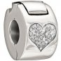 Authentic Chamilia Jeweled Heart Lock - Crystal Charm Bead 1430-0008 Gift Boxed
