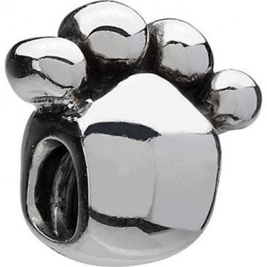 Authentic Chamilia Sterling Silver Paw Print Charm Bead GB-23 "Gift Boxed"