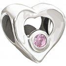 Authentic Chamilia Heart - Pink Cz Charm Bead 2025-0676 "Gift Boxed"