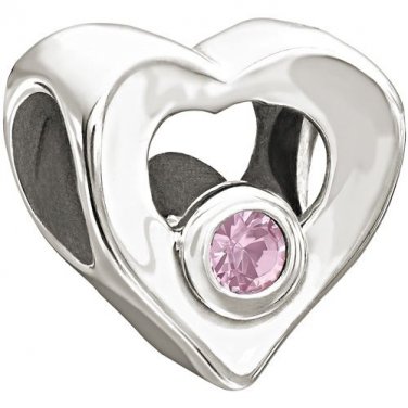 Authentic Chamilia Heart - Pink Cz Charm Bead 2025-0676 "Gift Boxed"