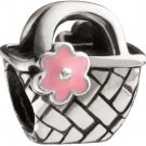 AUTHENTIC CHAMILIA STERLING SILVER GA-154 BEACH BAG PINK ENAMEL BEAD CHARM