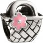 AUTHENTIC CHAMILIA STERLING SILVER GA-154 BEACH BAG PINK ENAMEL BEAD CHARM