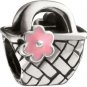 AUTHENTIC CHAMILIA STERLING SILVER GA-154 BEACH BAG PINK ENAMEL BEAD CHARM