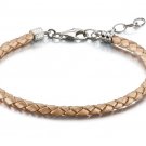 New Authentic Chamilia Blush Leather Braided Bracelet Adjustable 1030-0116