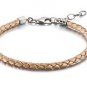 New Authentic Chamilia Blush Leather Braided Bracelet Adjustable 1030-0116