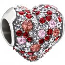 New Authentic Chamilia Round Gems Pave Heart Charm Bead 2025-1048 "Gift Boxed"