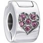 Authentic Chamilia Jeweled Heart Lock - Pink Charm Bead 1430-0009 "Gift Boxed"