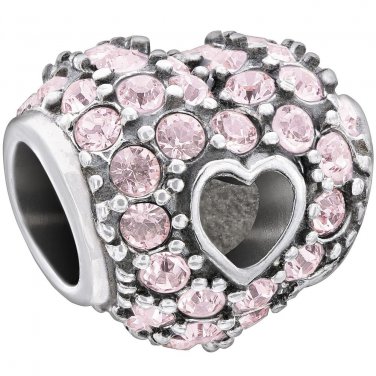 New Authentic Chamilia Pave Open Heart Charm Bead 2025-1041 "Gift Boxed"