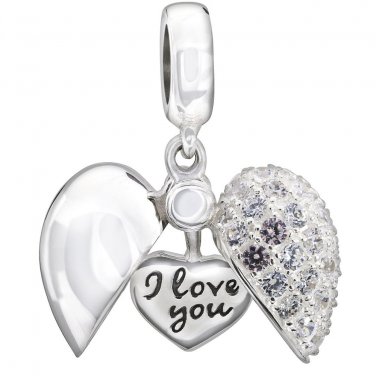 New Authentic Chamilia Secret Message Heart Charm Bead 2025-1052 "Gift Boxed"