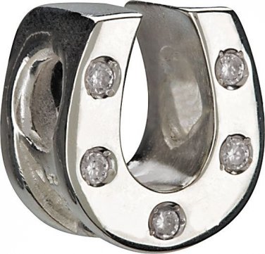 Authentic Chamilia Horseshoe - Clear CZ Charm Bead JB-30A "Gift Boxed"
