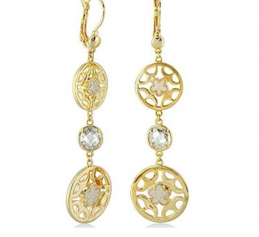 Authentic Lauren G Adams Long Lever Round Cz Earring E-61801G 60188