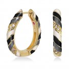 Authentic Lauren G Adams Long Huggies Stripes Cz Earring E-57608G 57337
