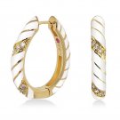 Authentic Lauren G Adams Long Huggies Stripes Cz Earring E-57608G 63480