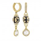Authentic Lauren G Adams Huggie Elegant Bead Round Cz Earrings E-55101G 55142
