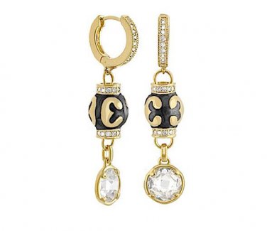 Authentic Lauren G Adams Huggie Elegant Bead Round Cz Earrings E-55101G 55142