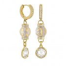 Authentic Lauren G Adams Huggie Elegant Bead Round Cz Earrings E-55101G 55141