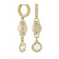 Authentic Lauren G Adams Huggie Elegant Bead Round Cz Earrings E-55101G 55141