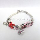 Authentic Chamilia White Leather Bracelet with Disney Charm Beads Gift Set #32