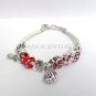 Authentic Chamilia White Leather Bracelet with Disney Charm Beads Gift Set #32