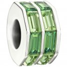 Authentic Chamilia Double Baguette - Green Charm Bead 2083-0400 "Gift Boxed"