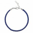 Authentic Chamilia Blue Metallic Braided Leather Bracelet  Adjustable 1030-0111