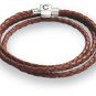 Authentic Chamilia Cognac Braided Leather Wrap Bracelet 1212-0002
